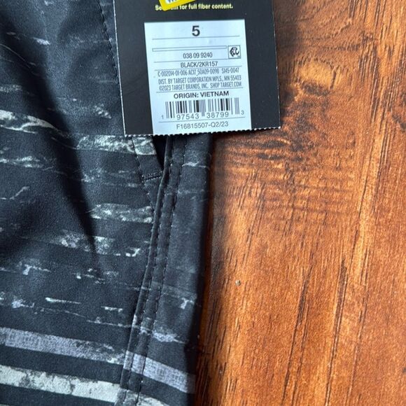 NWT Art Class Size 5 Black Gray Hybrid Striped Swim Trunks Board Shorts - Picture 7 of 10